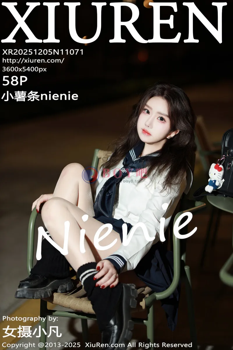 [XiuRen秀人网] NO.11071 模特小薯条nienie性感白T配黑色短裙露超薄黑丝秀美腿诱惑写真-BOY吧