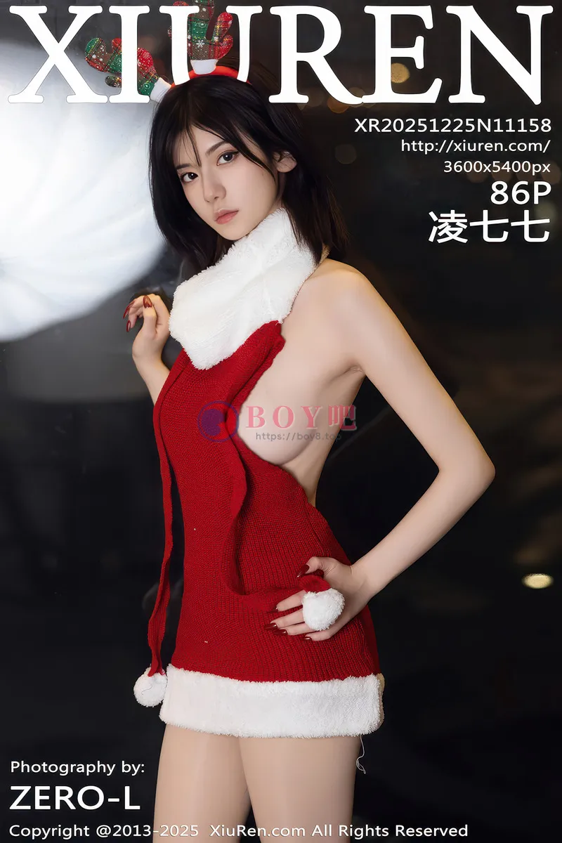 [XiuRen秀人网] NO.11158 模特凌七七性感红色开背毛衣配超薄肉丝秀曼妙身姿撩人诱惑写真-BOY吧
