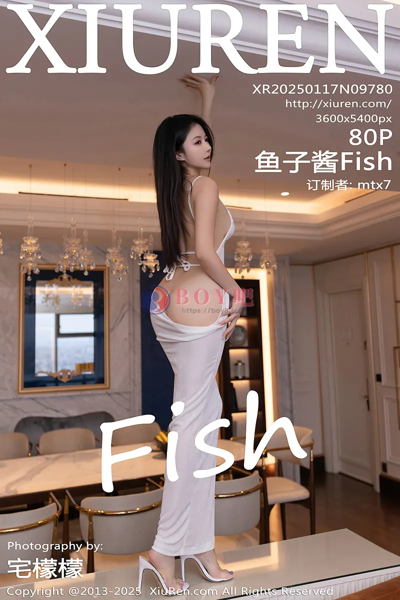 [XiuRen秀人网] NO.9780 模特鱼子酱Fish私房性感白色透视连衣长裙秀惹火身材诱惑写真-BOY吧