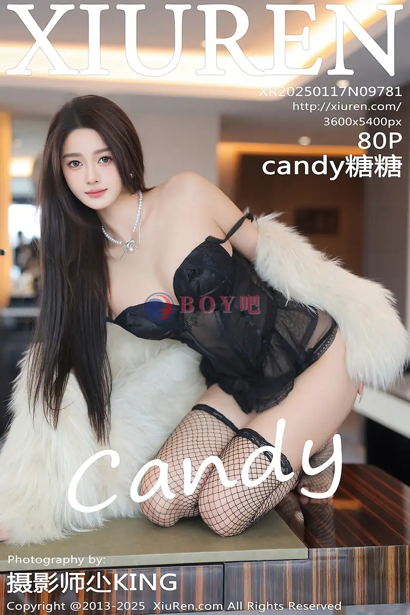 [XiuRen秀人网] NO.9781 模特Candy糖糖性感黑色情趣内衣配黑丝网袜秀完美身材诱惑写真-BOY吧