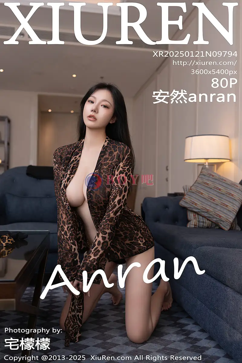 [XiuRen秀人网] NO.9794 模特安然anran豹纹外套露豹纹内衣配黑丝袜秀柔美身段诱惑写真-BOY吧