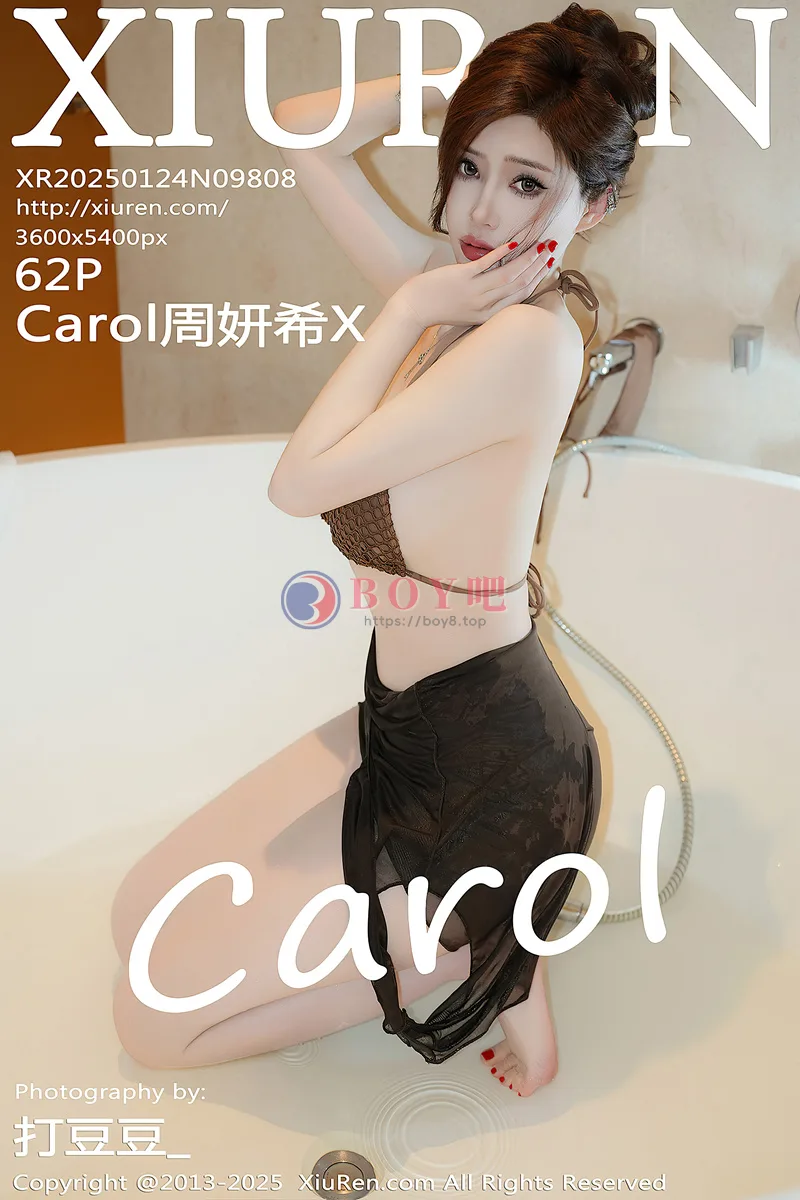 [XiuRen秀人网] NO.9808 女神Carol周妍希X浴室性感深灰色比基尼湿身秀惹火身材诱惑写真-BOY吧