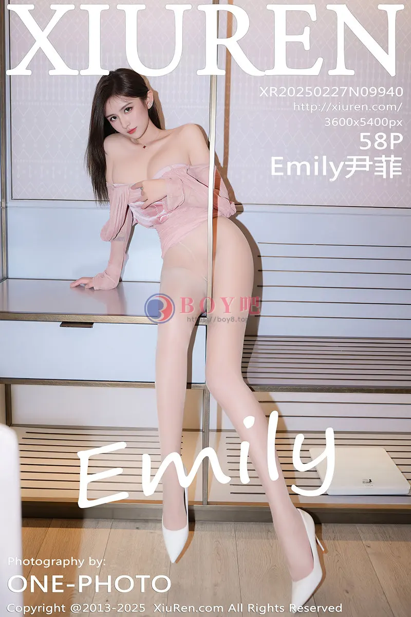 [XiuRen秀人网] NO.9940 模特Emily尹菲性感粉色连衣短裙配超薄肉丝秀完美身材诱惑写真-BOY吧