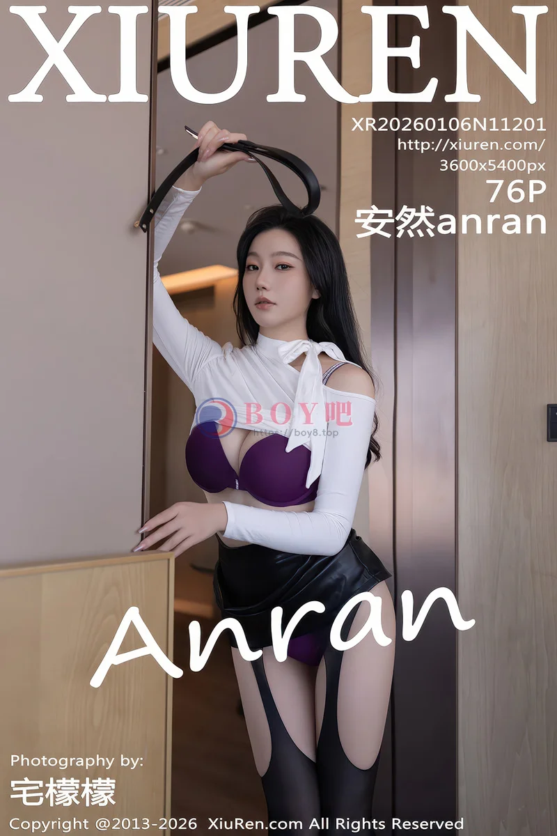 [XiuRen秀人网] NO.11201 模特安然anran性感白上衣配黑皮裙露黑丝吊袜秀曼妙身姿诱惑写真-BOY吧