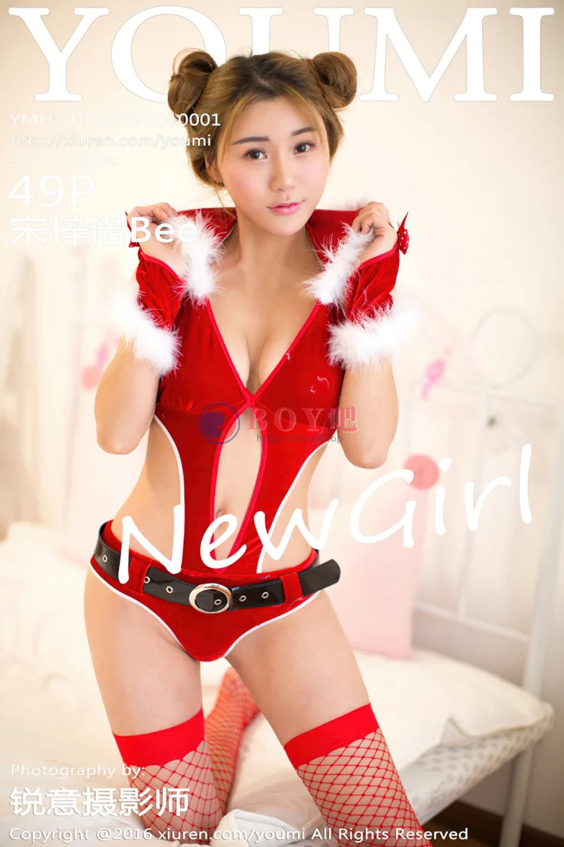 [YouMi尤蜜荟] Vol.001 嫩模宋梓诺Bee红色吊带连体内衣红丝渔网极致性感写真-BOY吧