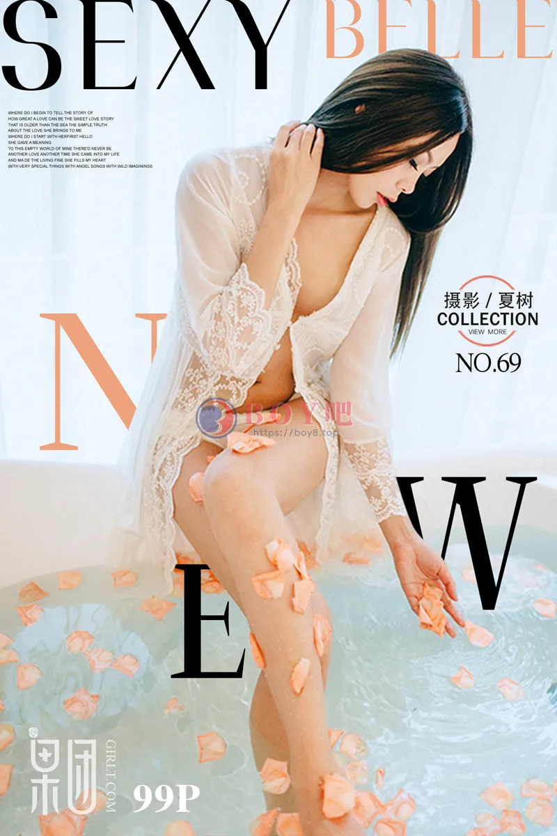 [Girlt果团网] No.069 居室少女Anne白色薄纱浴缸里玫瑰花瓣浴湿身诱惑写真-BOY吧