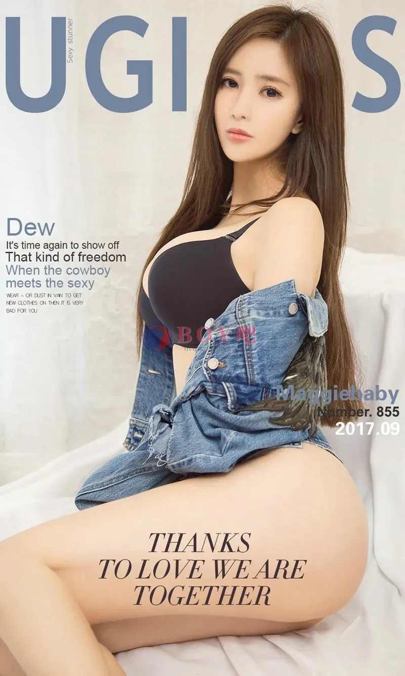 [Ugirls爱尤物] NO.855 嫩模Maggiebaby居家牛仔服傲人美乳黑色丁字裤美臀诱惑写真-BOY吧