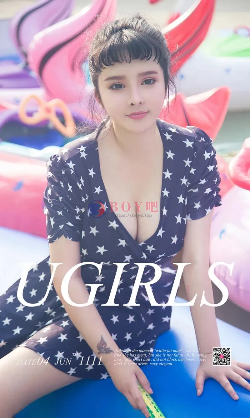 [Ugirls爱尤物] NO.1111 嫩模杨漫妮户外低胸连身裙+私房红色睡裙爆乳诱惑写真 - BOY吧-BOY吧