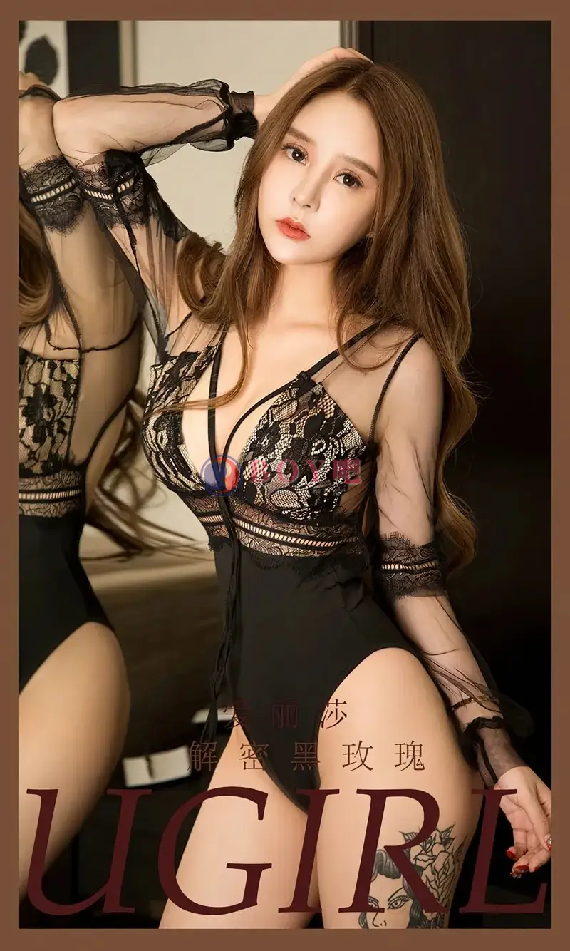 [Ugirls爱尤物] NO.2516 模特爱丽莎私房性感黑色连体内衣秀豪乳翘臀惹火诱惑写真-BOY吧